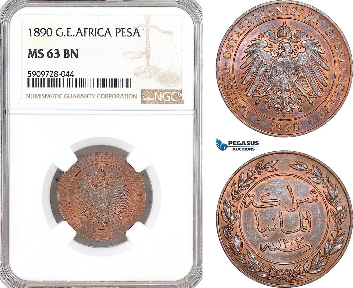 AF758, German East Africa, Pesa 1890, NGC MS63BN