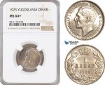 AF824, Yugoslavia, Alexander I, 1 Dinar 1925, NGC MS64+