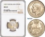 AF825, Yugoslavia, Alexander I, 1 Dinar 1925, NGC MS65