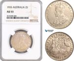 AF832, Australia, George V, 2 Shillings 1935, Silver, NGC AU53