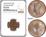AF860, Ceylon, George VI, 1 Cent 1942, "PM" Below Bust, NGC MS65BN, Pop 2/0