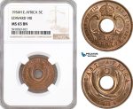 AF879, British West Africa, Edward VIII, 5 Cents 1936-H, Heaton, NGC MS65BN, Pop 2/1