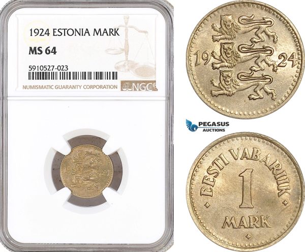AF881, Estonia, 1 Mark 1924, NGC MS64