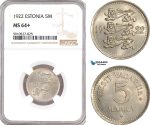 AF882, Estonia, 5 Marka 1922, NGC MS64+