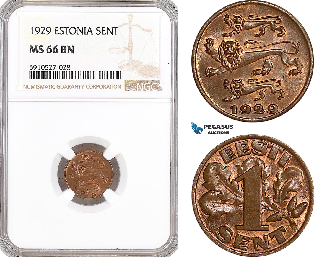 AF884, Estonia, 1 Sent 1929, NGC MS66BN