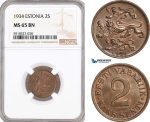 AF886, Estonia, 2 Senti 1934, NGC MS65BN