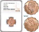 AF910, Iraq, Ghazi I, 4 Fils AH1357/1938, Bronze, NGC MS65RB