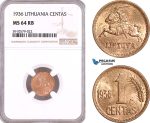 AF923, Lithuania, 1 Centas 1936, NGC MS64RB