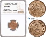 AF925, Lithuania, 2 Centai 1936, NGC MS65RB