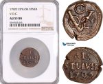 AF959, Netherlands East Indies, VOC, Ceylon (Sri Lanka), 1 Stiver 1792-C, VOC, NGC AU55BN, Pop 1/0