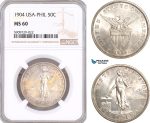 AF984, Philippines (US Administration) 50 Centavos 1904, Silver, NGC MS60