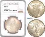 AF989, Philippines (US Administration) Peso 1907-S, San Francisco, Silver, NGC MS61