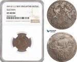 AG015, Singapore, Sultana, Keping AH1411 (1835) NGC XF40BN, Pop 1/5