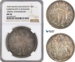 AG038, Czechoslovakia, 10 Ducats 1929, 1000 years of Christianity in Bohemia, Silver, NGC MS63