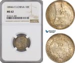 AG049, French Indo-China, 10 Centimes 1894-A, Paris, Silver, NGC, NGC MS62