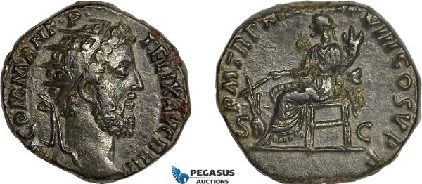 AG115, Roman Empire, Commodus (AD 177-192) Æ Dupondius (10.97g) Rome, Fortuna