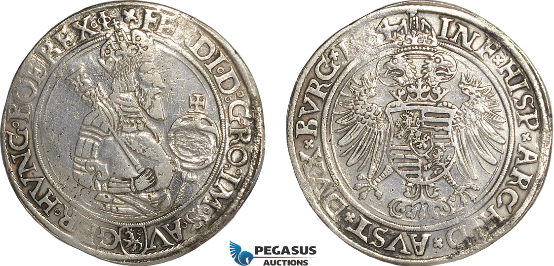 AG116, Austria, Bohemia, Ferdinand I, Guldentaler (60 Kreuzer) 1564, Joachimstal, Silver (23.99g) Tooled VF, Rare!