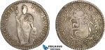 AG143, Philippines, Ferdinand VII, 8 Reales ND (1832-34) Type V Countermark on Peru 8 Reales 1833 LIMAE MM, Toned XF