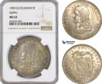 AG149, Ecuador, 5 Francos 1858 GJ, Quito, Silver, NGC MS63