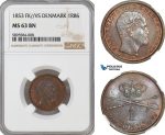 AG162-R, Denmark, Frederik VII, 1 Rigsbankskilling 1853 FK/VS, Copenhagen, NGC MS63BN
