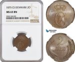 AG163-R, Denmark, Christian IX, 2 Øre 1875 CS, Copenhagen, NGC MS63BN