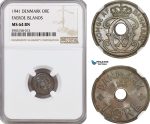 AG181-R, Faeroe Islands (Denmark) Christian X, 1 Øre 1941, Copenhagen, NGC MS64BN