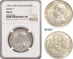 AG202-R, Thailand, Rama V, 1 Baht ND (1876-1900) Silver, NGC MS62