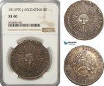 AG206, Argentina, Rio De La Plata, 8 Reales 1813 PTS J, Potosi, Silver, NGC XF40