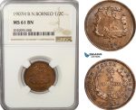 AG212, British North Borneo, 1/2 Cent 1907-H, Heaton, NGC MS61BN, Rare!