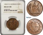 AG213, British North Borneo, 1 Cent 1886-H, Heaton, NGC MS63+BN