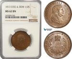 AG219, Essequebo & Demarary, George III, 1/2 Stiver 1813, NGC MS62BN