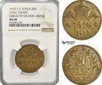 AG229, German East Africa (DOA) 20 Heller 1916-T, Tabora, Large Crown, Curled Tip On 2nd L-Brass, NGC AU58