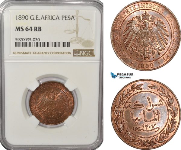 AG230, German East Africa, Pesa 1890, NGC MS64RB