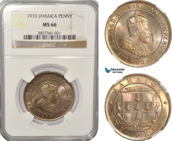 AG242, Jamaica, Edward VII, Penny 1910, London, NGC MS66