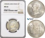 AG315, Spain, Alfonso XIII, 2 Pesetas 1905 SMV, Madrid, NGC MS64