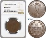 AG365, Finland, Nicholas II. of Russia, 10 Pennia 1896, NGC MS64BN