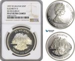 AG435, Saint Helena, 25 Pence 1977, Elizabeth II, 25th Anniversary of the Accession, Silver, NGC PF67 Ultra Cameo, Pop 1/4