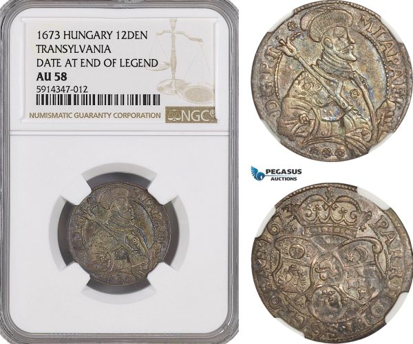 AG462, Transylvania, Michael Apafi, 12 Denar (Groschen) 1673, Brasov, Silver, NGC AU58