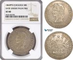 AG469-R, Bolivia, 8 Soles 1860 PTS FJ, Potosi, Date Under Palm Tree, Silver, NGC XF40