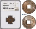 AG492, French Cochin-China, 2 Sapeque 1879-A, Paris, NGC MS64BN