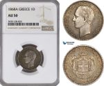 AG501-R, Greece, George I, 1 Drachma 1868-A, Paris, Silver, NGC AU50