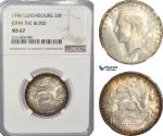 AG512, Luxembourg, Jean, 20 Francs 1946, John The Blind, Silver, NGC MS67