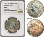AG513-R, Luxembourg, Jean, 50 Francs 1946, John The Blind, Silver, NGC MS67