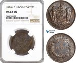 AG571, British North Borneo, 1 Cent 1886-H, Heaton, NGC MS62BN