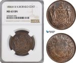 AG572, British North Borneo, 1 Cent 1886-H, Heaton, NGC MS63BN