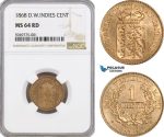 AG574, Danish West Indies, Christian IX, 1 Cent 1868, Altona, NGC MS64RD
