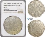 AG626, Spanish Netherlands (Belgium) Brabant, Philip IV, 1 Patagon 1638, DAV-4462, Silver, NGC MS62, Pop 1/0