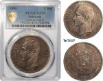 AG637, Venezuela, 5 Bolivares 1886, Caracas, Silver, PCGS XF45 (Low second 8)