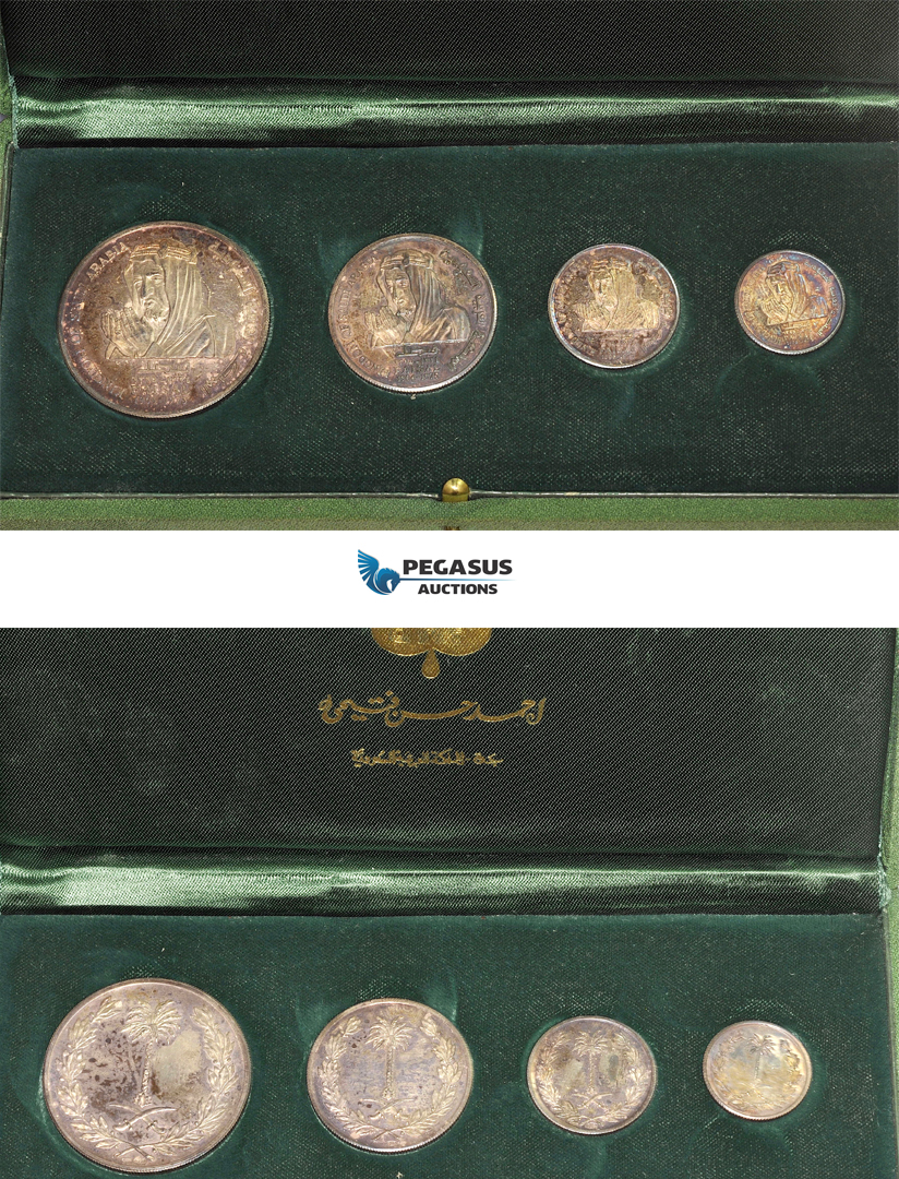 AG677-R, Saudi Arabia, Death of Faisal b. 'Abd al-'Aziz, 1975, set of four silver medals, 38mm, 31mm, 24mm, 20mm, Silver, Proof! In Original case!
