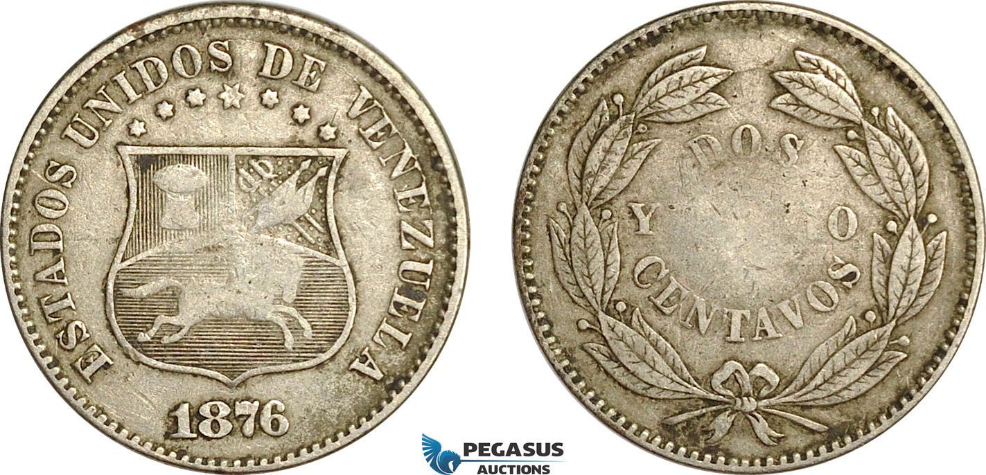 AG713, Venezuela, 2 1/2 Centavos 1876, F-VF